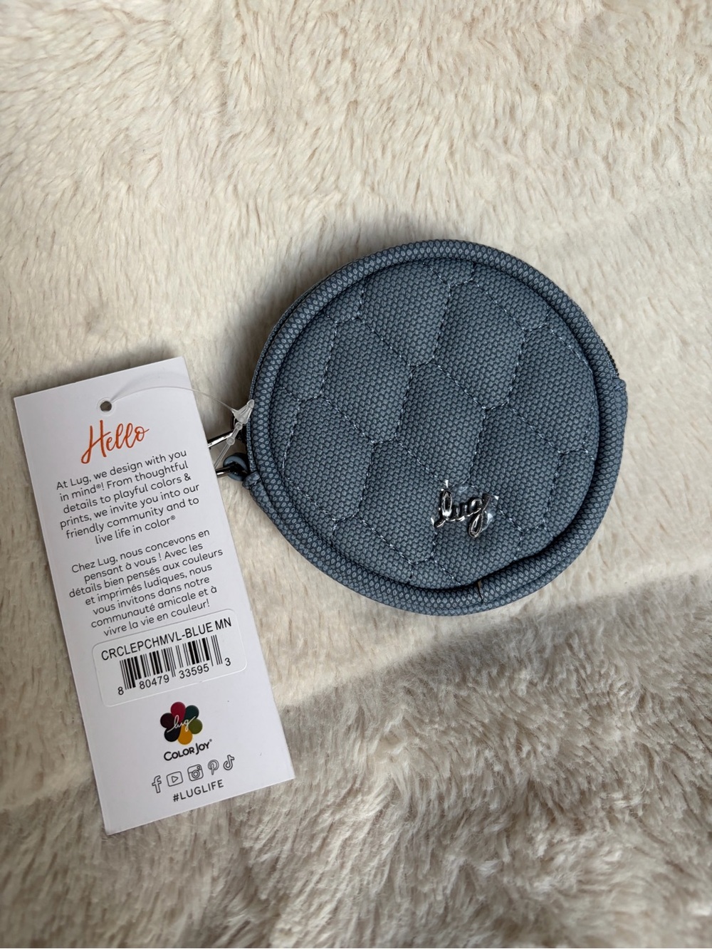 NWT Lug Quilted Round Coin Pouch - Blue Moon